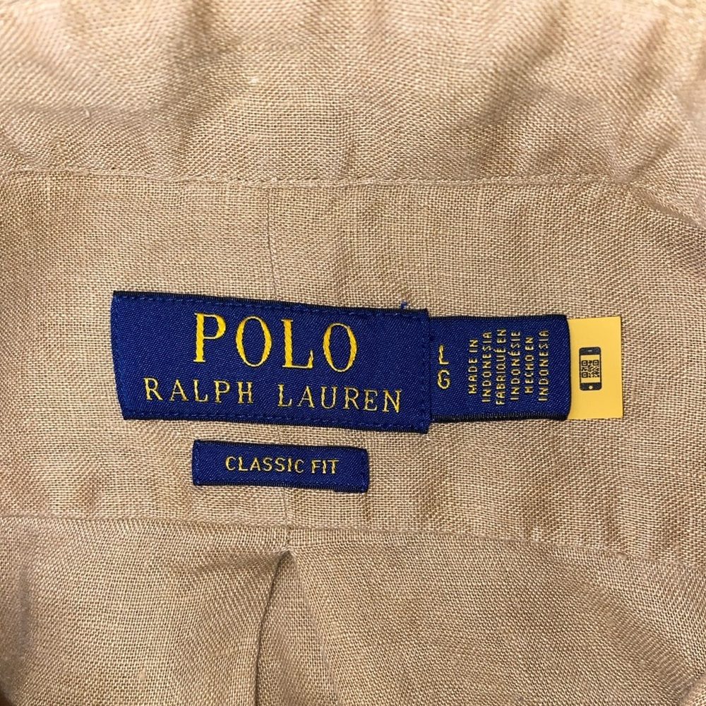 LAUREN RALPH LAUREN “Blake” Oxford Signature Pony Logo Tan Surrey Size Large - Picture 7 of 9